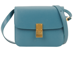 Teen Classic Box Bag, Leather, Blue, 1220, MII, 3*